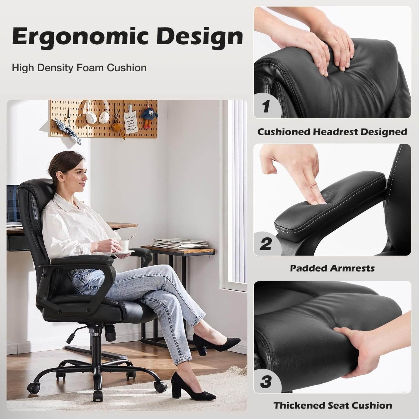 Big and Tall Office High Back Ergonomic Executive Desk Extra Wide Seat
