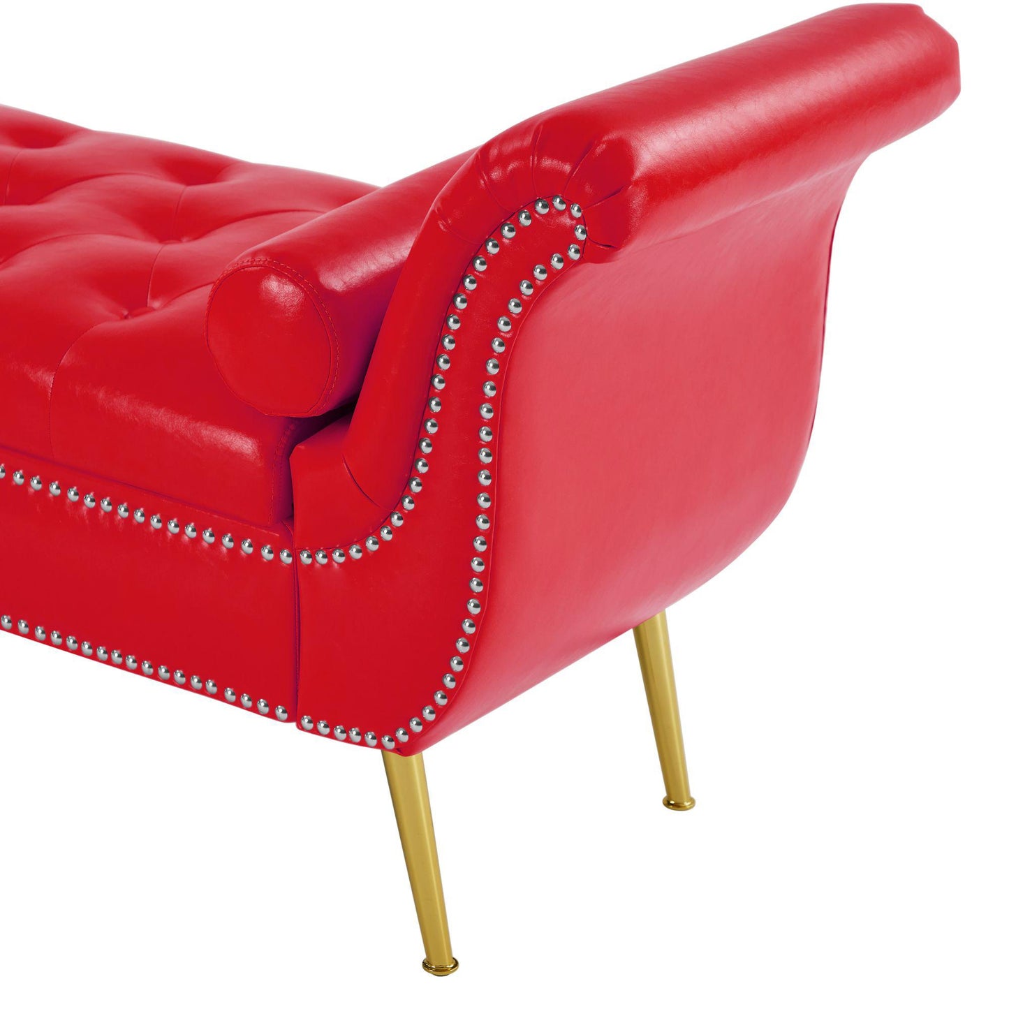 Sitting Bench PU Leather with Storage Space and 2 Pillows Hardware Feet