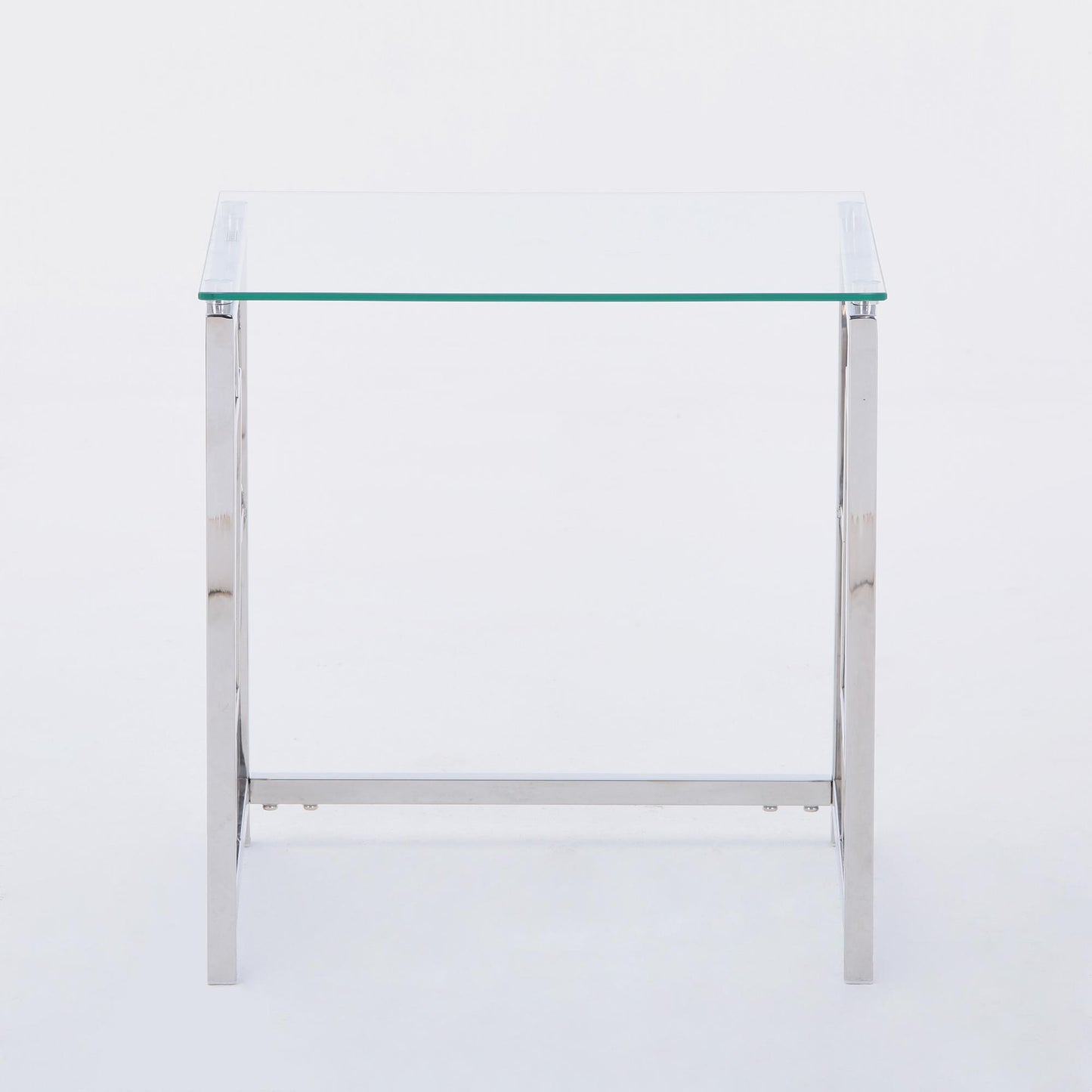 3 Pieces Silver Square Nesting Glass End Tables