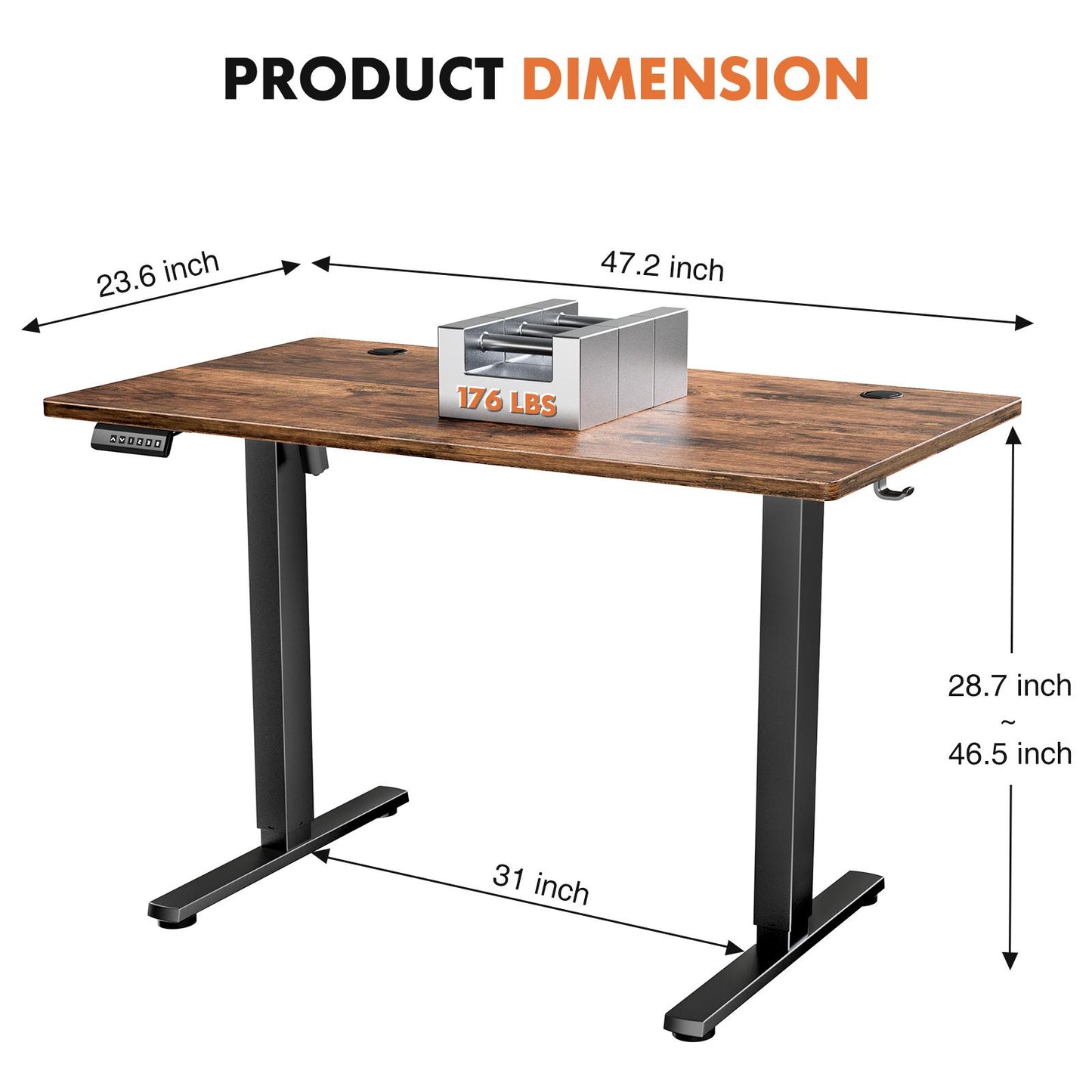 Ergonomic Height Adjustable Table with T-Shaped Metal Bracket Modern Computer Workstations
