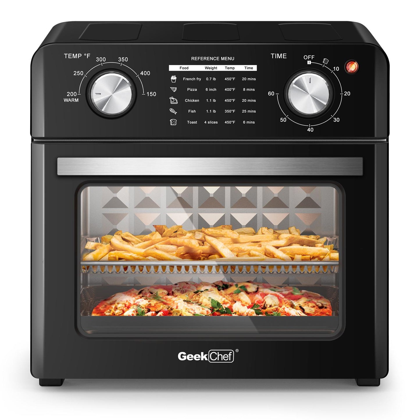 Geek Chef Air Fryer 10QT, Countertop Toaster Oven, 4 Slice Toaster Air Fryer Oven， Stainless Steel Ban on Amazon
