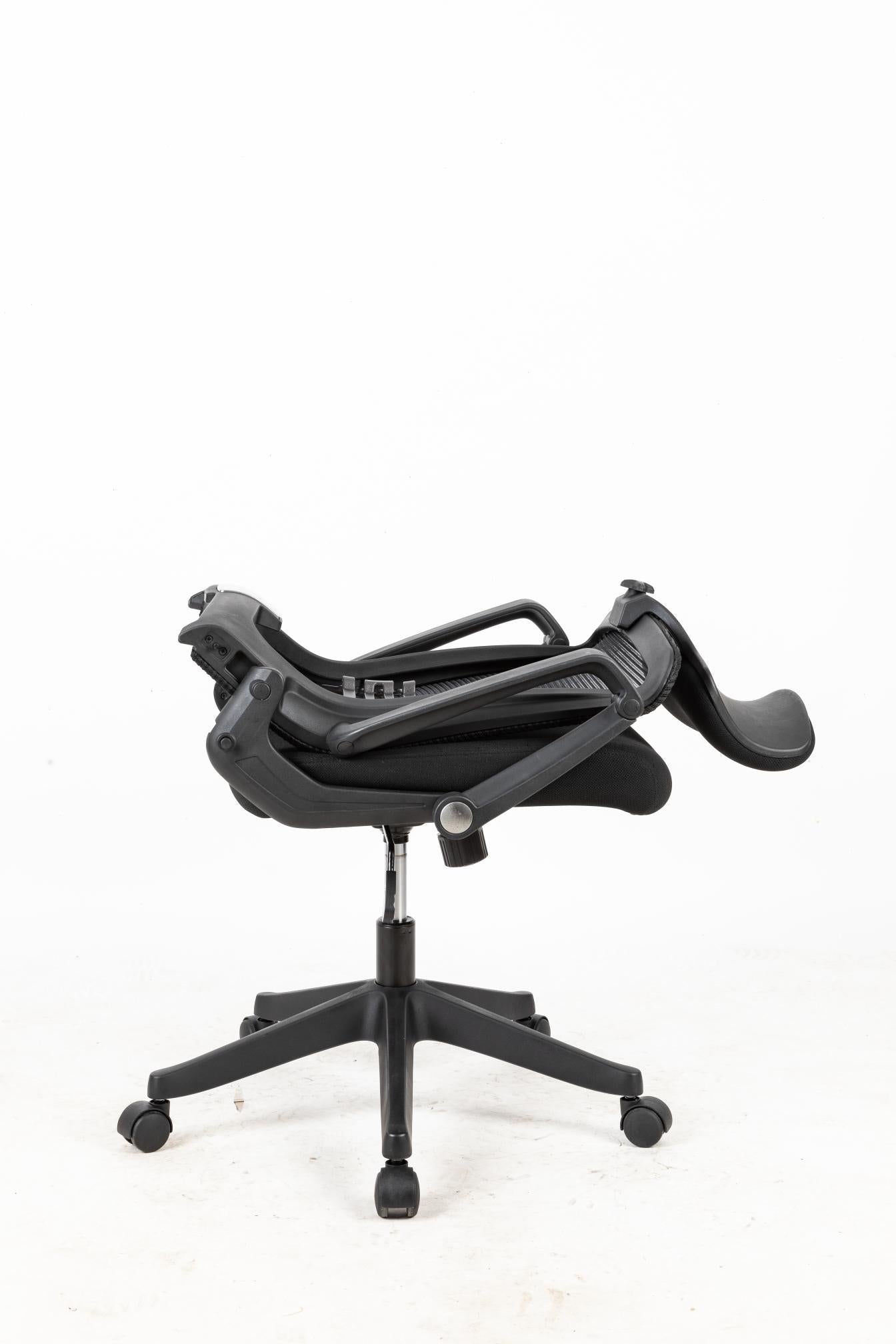 High Back Office Chair with fixed arms and headrest, Black, easy assemble chair