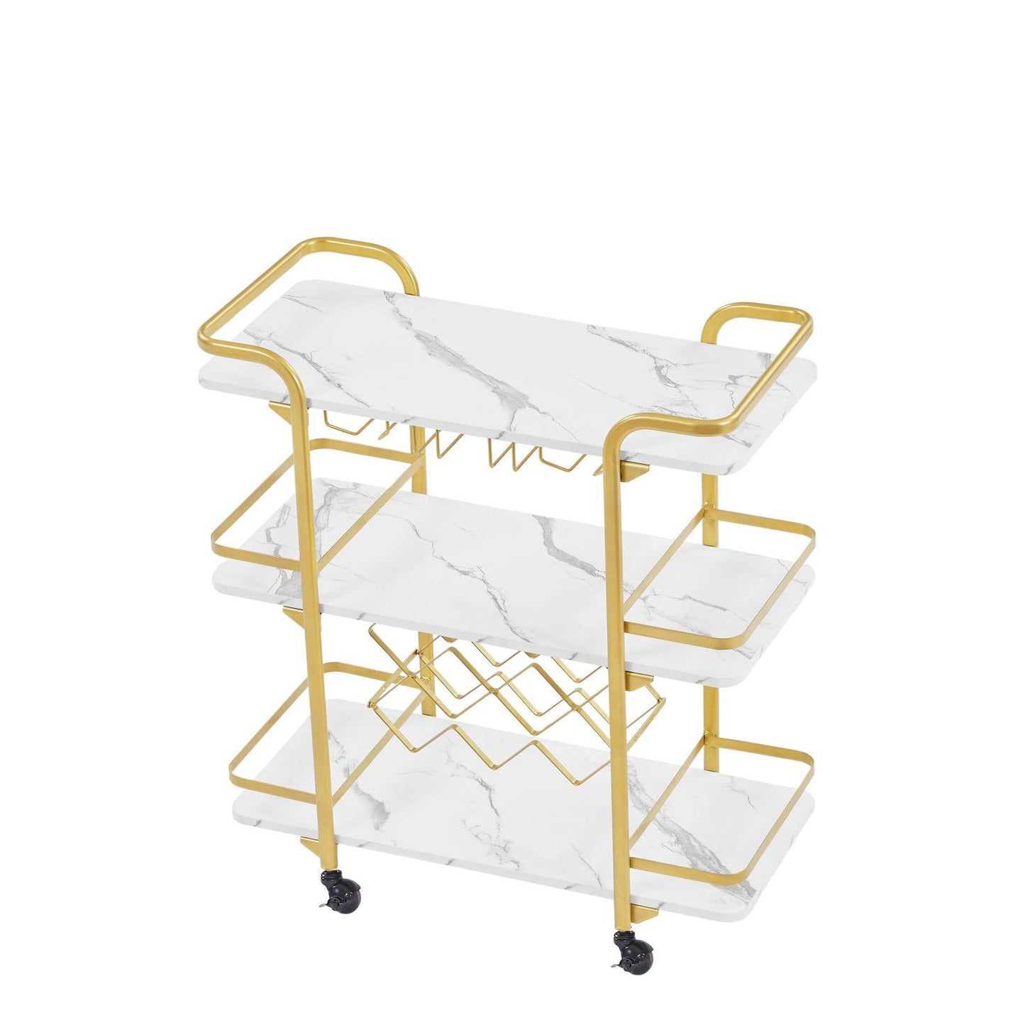 Drinks Trolley Cart with Rolling Wheels Luxury Hotel Serving Cart with Wine and Glass Holders Bar Carts for Home