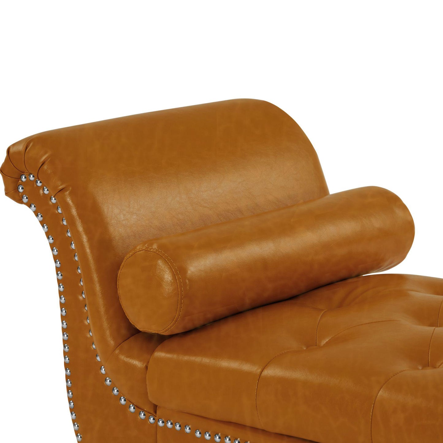 Sitting Bench PU Leather with Storage Space and 2 Pillows Hardware Feet