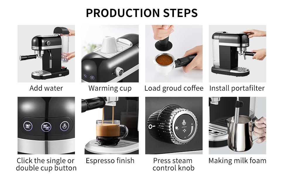 20 Bar Espresso Machine , 1350W，1.4 Ldetachable transparent water tank, Thermo block beating systeme Ban on Amazon