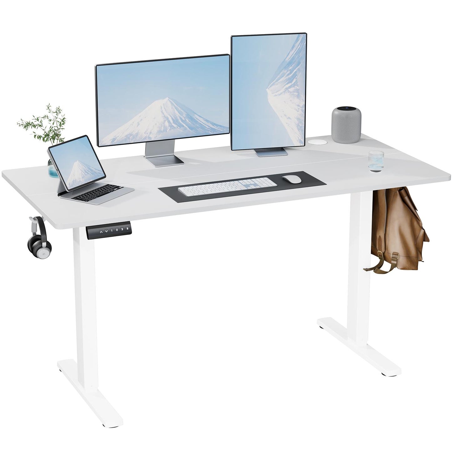Ergonomic Height Adjustable Table with T-Shaped Metal Bracket Modern Computer Workstations