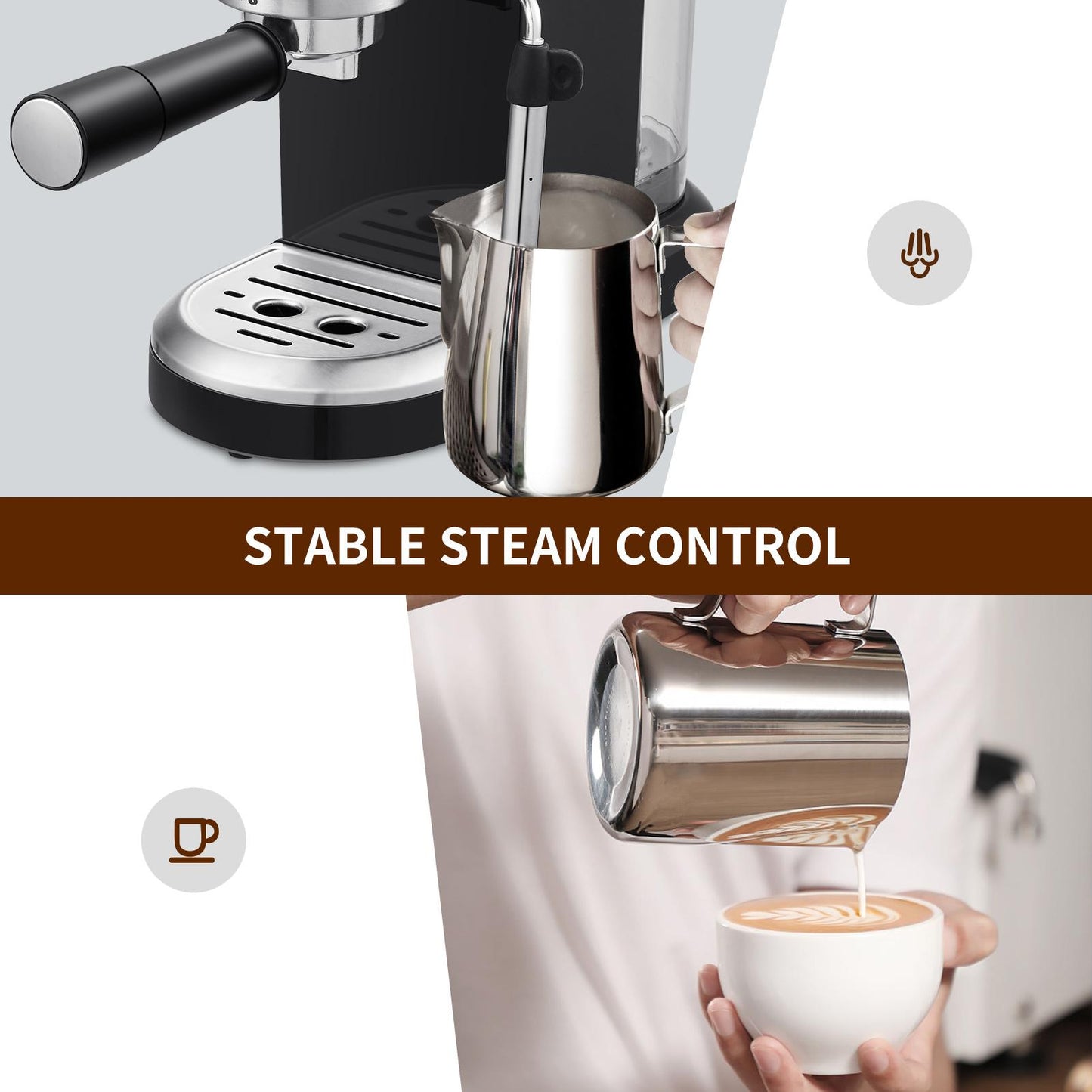 20 Bar Espresso Machine , 1350W，1.4 Ldetachable transparent water tank, Thermo block beating systeme Ban on Amazon