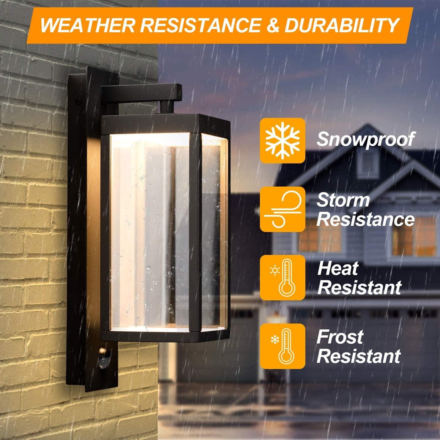 Sensor Outdoor Wall Sconce LED Exterior IP54 ,13W 750Lm 3000K