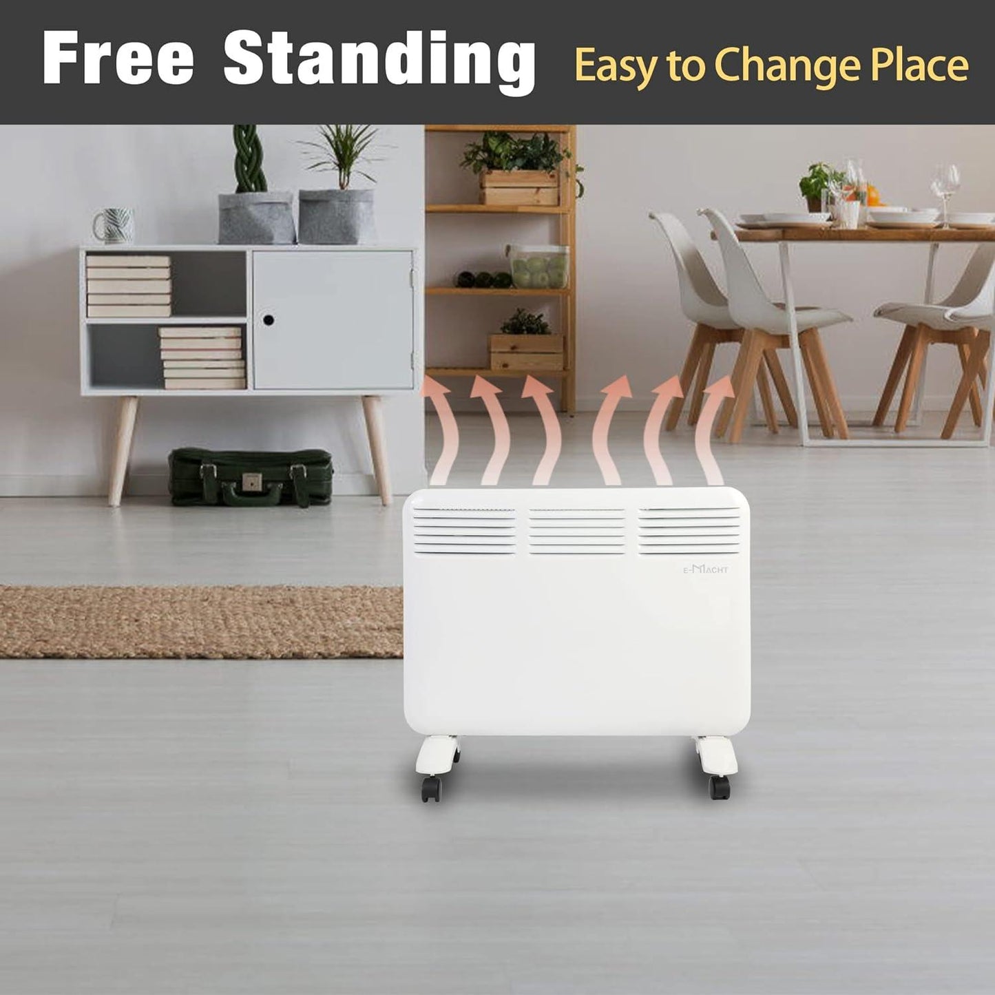 1000W Portable Indoor Electric Convection Space Heater Quiet Panel Heater w/ Led Display