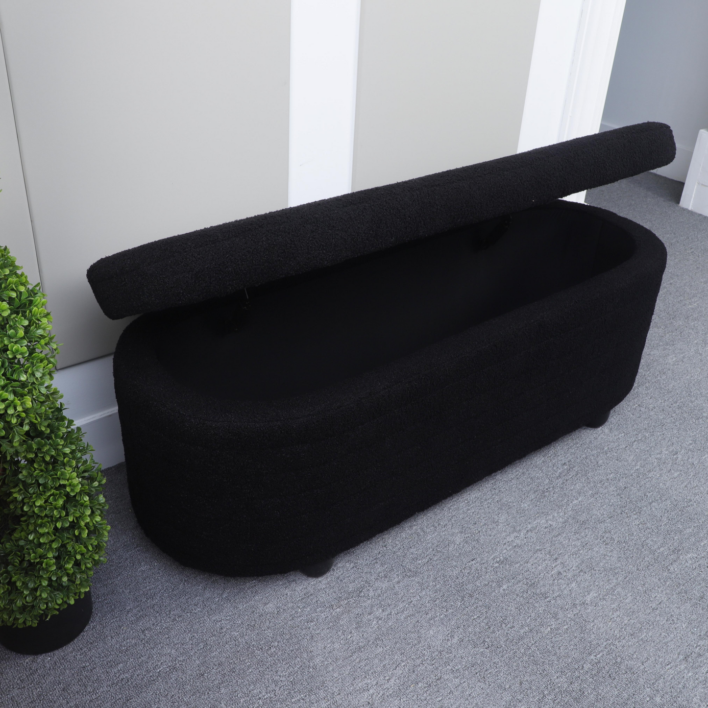 Teddy Storage Ottoman Bench  for Bedroom End of Bed Stool with Safety Hinge for Living Room, Entryway