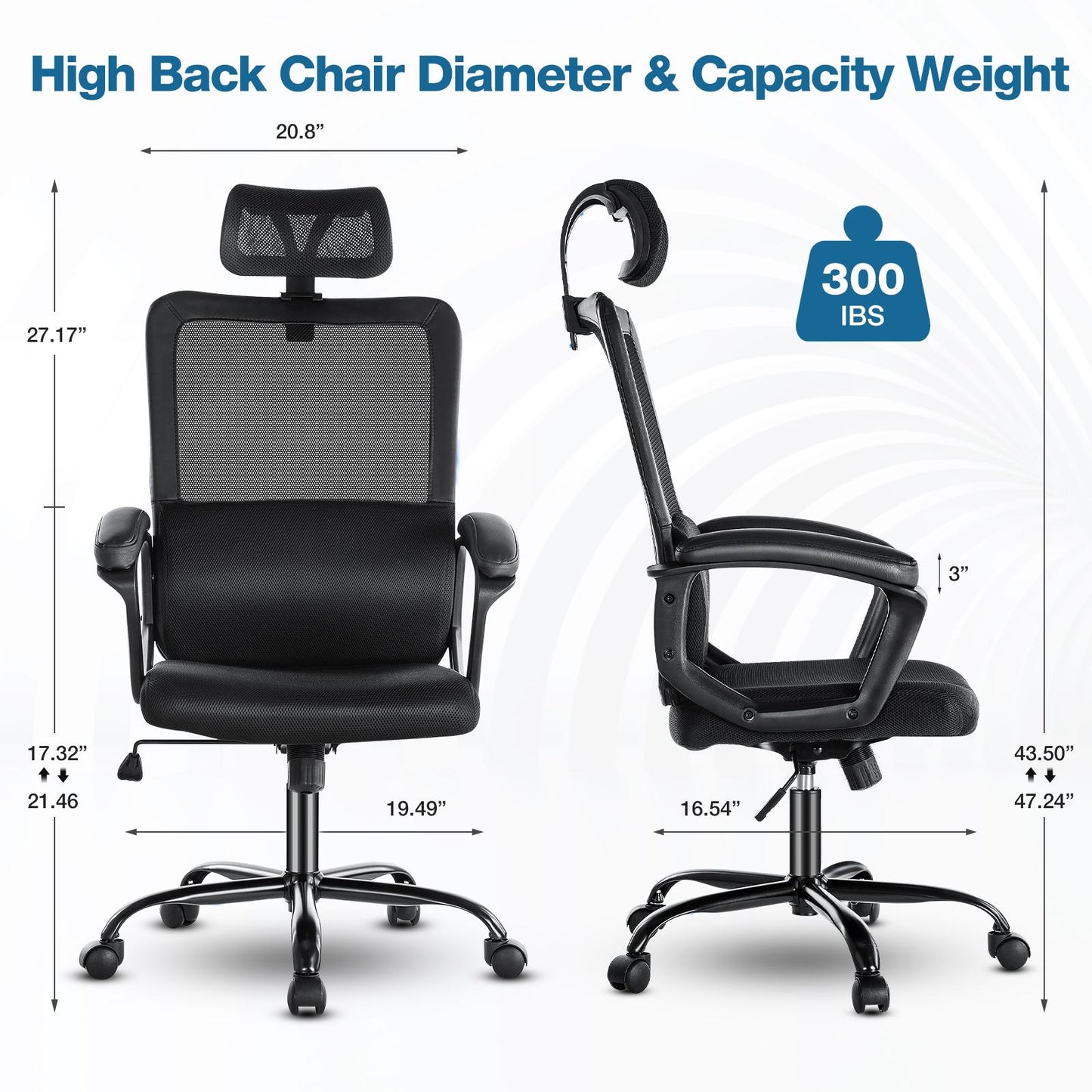 Office Chair, Ergonomic Mesh Home Office Computer Chair