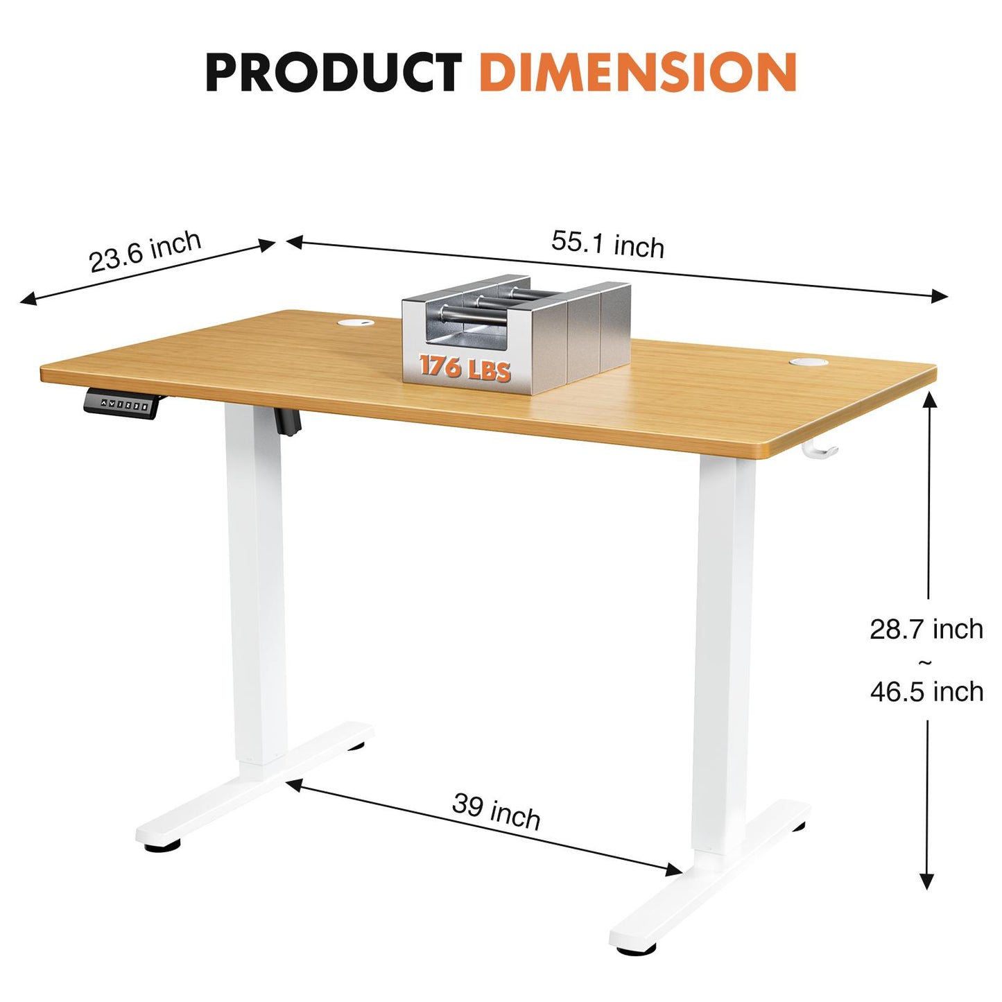 Ergonomic Height Adjustable Table with T-Shaped Metal Bracket Modern Computer Workstations
