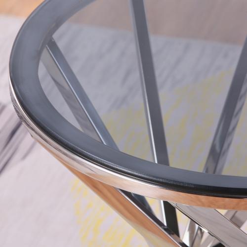 Set of 1 Round Glass Top Side Table for Living Room