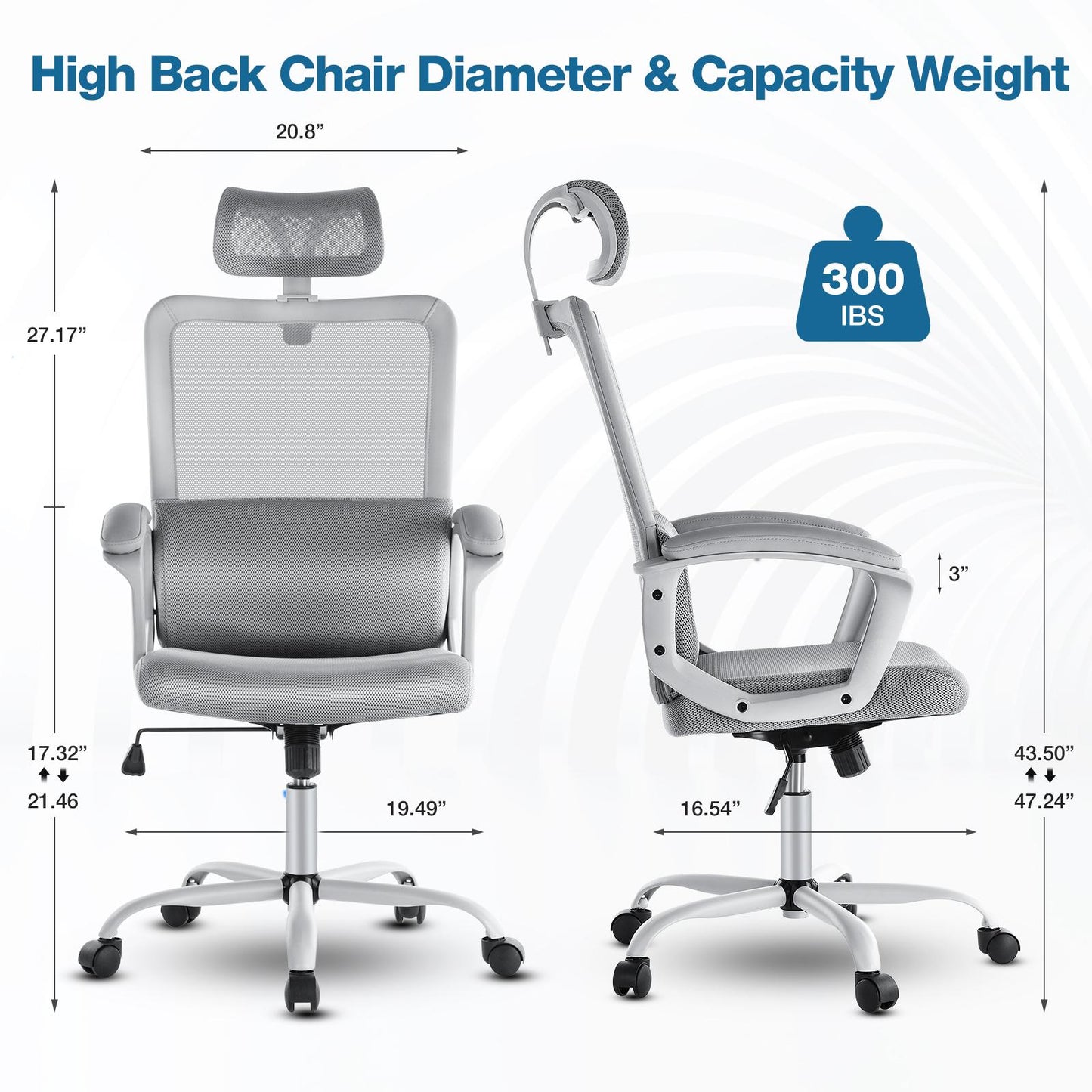 Office Chair, Ergonomic Mesh Home Office Computer Chair