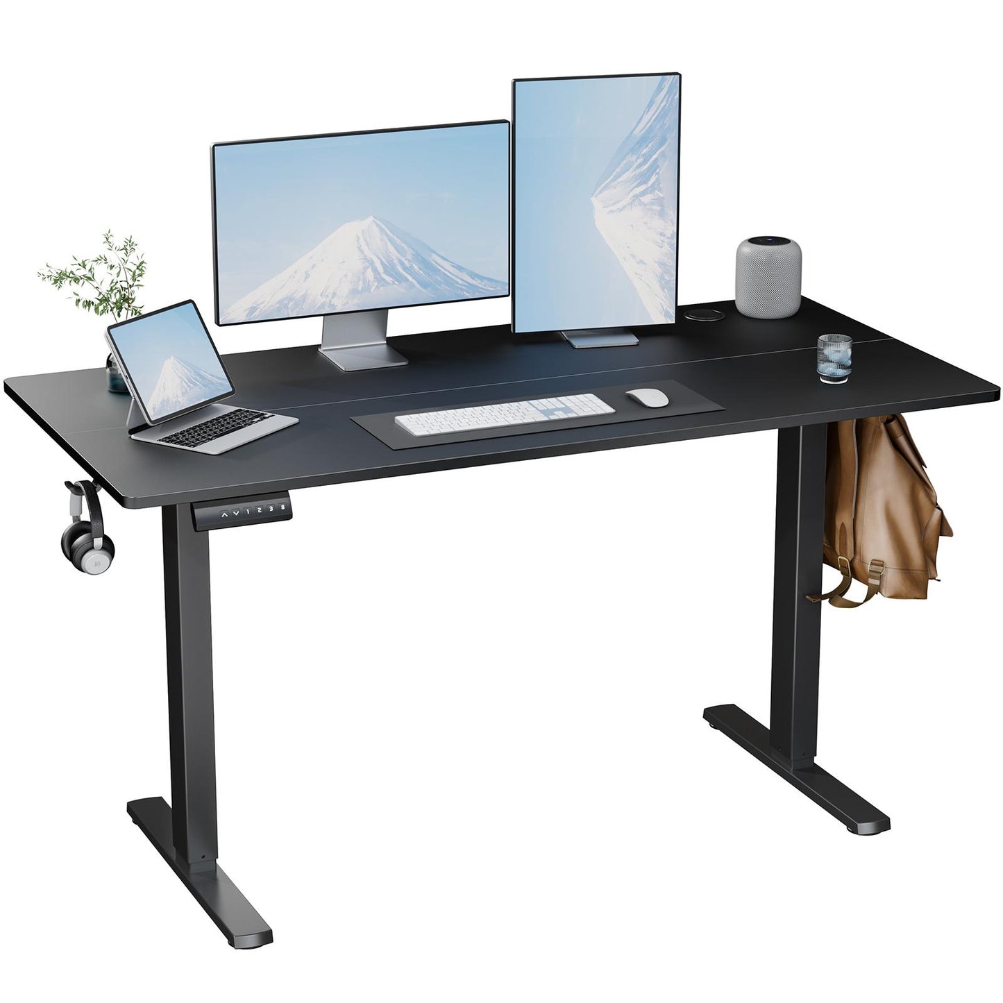 Ergonomic Height Adjustable Table with T-Shaped Metal Bracket Modern Computer Workstations