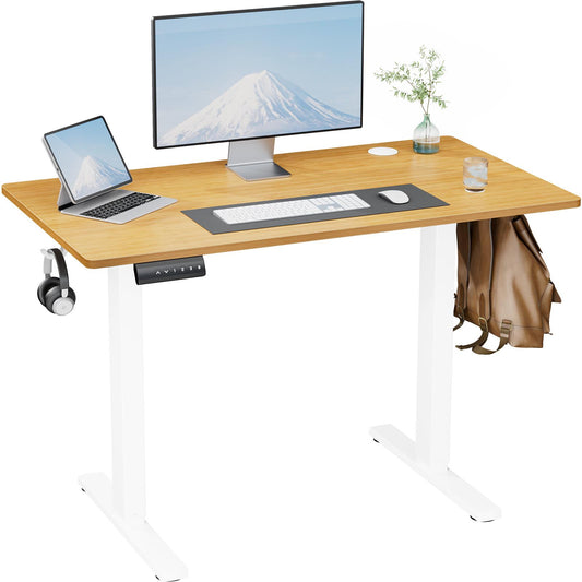 Ergonomic Height Adjustable Table with T-Shaped Metal Bracket Modern Computer Workstations