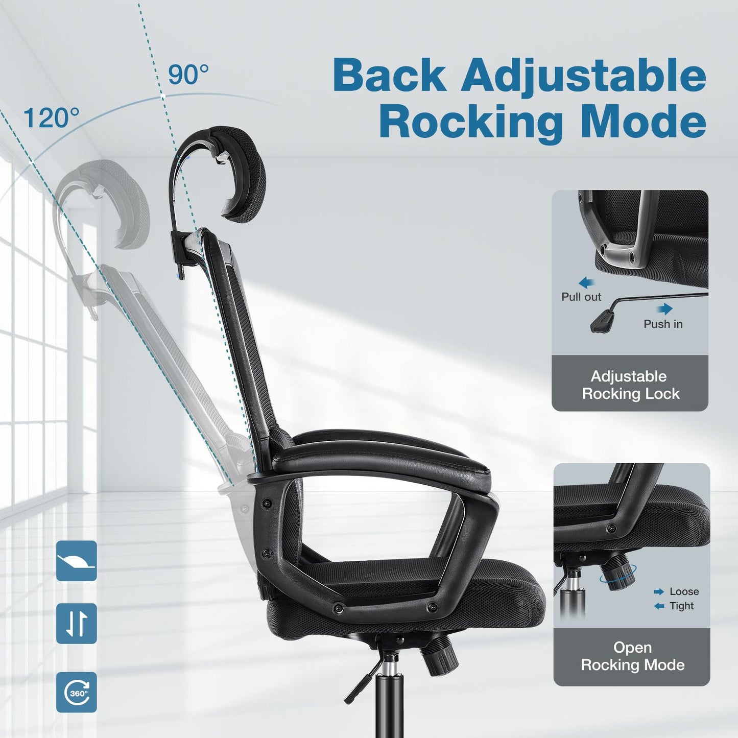 Office Chair, Ergonomic Mesh Home Office Computer Chair