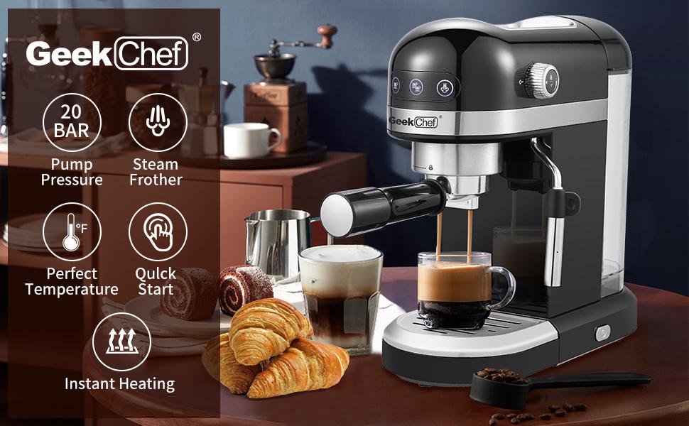 20 Bar Espresso Machine , 1350W，1.4 Ldetachable transparent water tank, Thermo block beating systeme Ban on Amazon